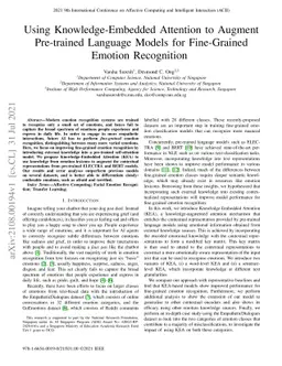 Using Knowledge-Embedded Attention to Augment Pre-trained Language
  Models for Fine-Grained Emotion Recognition