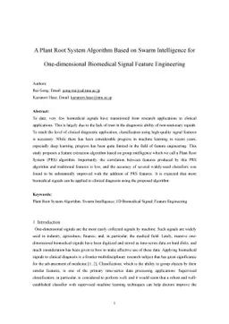 A Plant Root System Algorithm Based on Swarm Intelligence for
  One-dimensional Biomedical Signal Feature Engineering