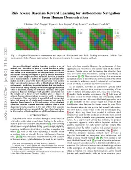 Risk Averse Bayesian Reward Learning for Autonomous Navigation from
  Human Demonstration