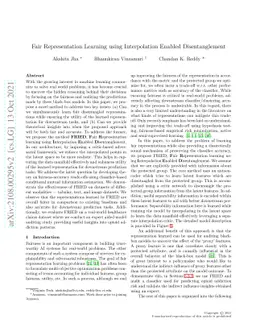Fair Representation Learning using Interpolation Enabled Disentanglement
