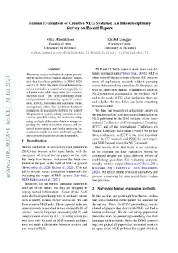 Human Evaluation of Creative NLG Systems: An Interdisciplinary Survey on
  Recent Papers