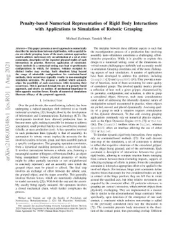 Penalty-based Numerical Representation of Rigid Body Interactions with
  Applications to Simulation of Robotic Grasping