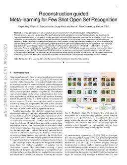 Reconstruction guided Meta-learning for Few Shot Open Set Recognition