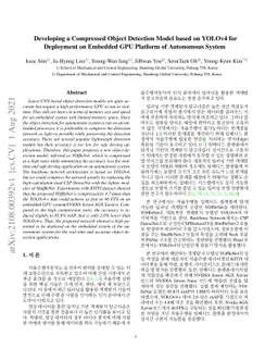 Developing a Compressed Object Detection Model based on YOLOv4 for
  Deployment on Embedded GPU Platform of Autonomous System