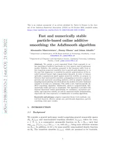 Fast and numerically stable particle-based online additive smoothing:
  the AdaSmooth algorithm