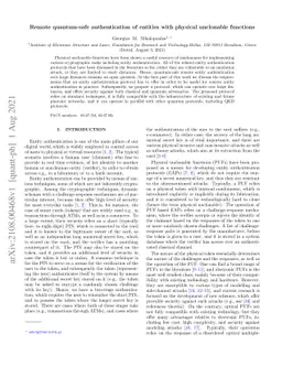 Remote quantum-safe authentication of entities with physical unclonable
  functions