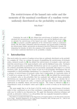 The restrictiveness of the hazard rate order and the moments of the
  maximal coordinate of a random vector uniformly distributed on the
  probability n-simplex