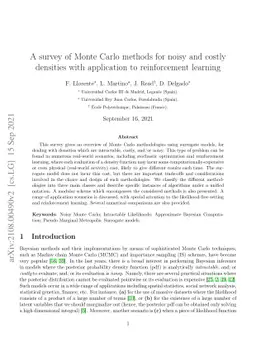A survey of Monte Carlo methods for noisy and costly densities with application to reinforcement learning and ABC