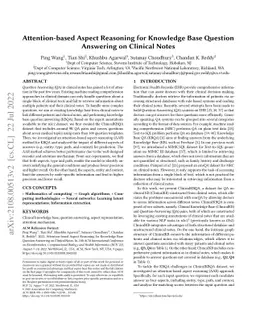 Attention-based Aspect Reasoning for Knowledge Base Question Answering
  on Clinical Notes