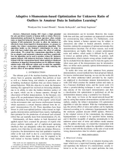 Adaptive t-Momentum-based Optimization for Unknown Ratio of Outliers in
  Amateur Data in Imitation Learning