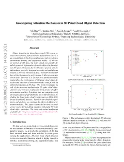 Investigating Attention Mechanism in 3D Point Cloud Object Detection