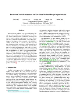 Recurrent Mask Refinement for Few-Shot Medical Image Segmentation