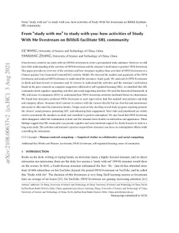 From "study with me" to study with you: how activities of Study With Me
  livestream on Bilibili facilitate SRL community