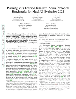 Planning with Learned Binarized Neural Networks Benchmarks for MaxSAT
  Evaluation 2021