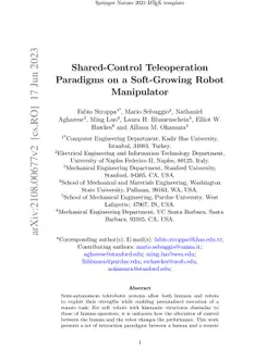 Shared-Control Teleoperation Paradigms on a Soft Growing Robot
  Manipulator