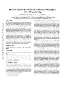 Efficient Deep Feature Calibration for Cross-Modal Joint Embedding
  Learning