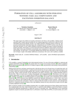 Formation of cell assemblies with iterative winners-take-all computation
  and excitation-inhibition balance