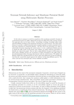 Neuronal Network Inference and Membrane Potential Model using
  Multivariate Hawkes Processes