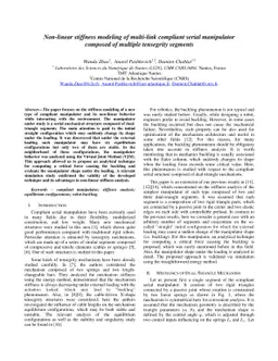 Non-linear stiffness modeling of multi-link compliant serial manipulator
  composed of multiple tensegrity segments
