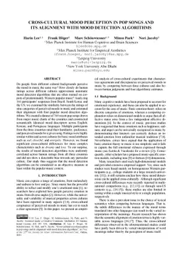 Cross-cultural Mood Perception in Pop Songs and its Alignment with Mood
  Detection Algorithms