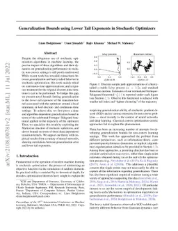 Generalization Bounds using Lower Tail Exponents in Stochastic
  Optimizers