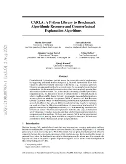 CARLA: A Python Library to Benchmark Algorithmic Recourse and
  Counterfactual Explanation Algorithms