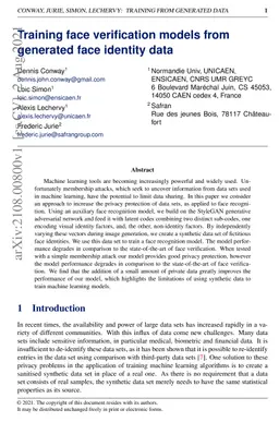 Training face verification models from generated face identity data