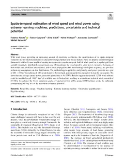 Spatio-temporal estimation of wind speed and wind power using machine
  learning: predictions, uncertainty and technical potential