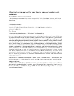 A Machine learning approach for rapid disaster response based on
  multi-modal data. The case of housing & shelter needs