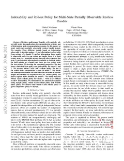Indexability and Rollout Policy for Multi-State Partially Observable
  Restless Bandits