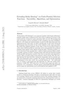 Extending Sticky-Datalog+/- via Finite-Position Selection Functions:
  Tractability, Algorithms, and Optimization