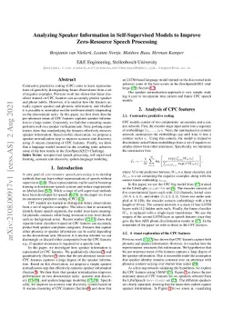 Analyzing Speaker Information in Self-Supervised Models to Improve
  Zero-Resource Speech Processing