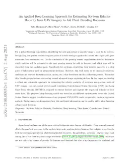 An Applied Deep Learning Approach for Estimating Soybean Relative
  Maturity from UAV Imagery to Aid Plant Breeding Decisions