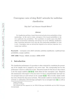 Convergence rates of deep ReLU networks for multiclass classification