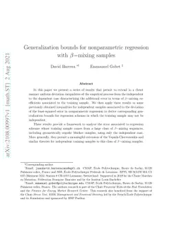 Generalization bounds for nonparametric regression with $β-$mixing
  samples