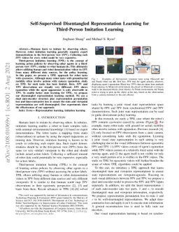 Self-Supervised Disentangled Representation Learning for Third-Person
  Imitation Learning