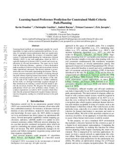 Learning-based Preference Prediction for Constrained Multi-Criteria
  Path-Planning
