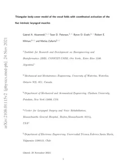 Triangular body-cover model of the vocal folds with coordinated
  activation of the five intrinsic laryngeal muscles