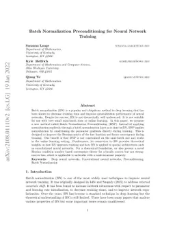 Batch Normalization Preconditioning for Neural Network Training