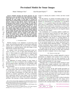 Pre-trained Models for Sonar Images