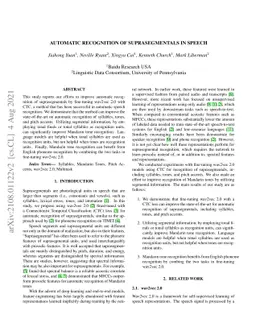 Automatic recognition of suprasegmentals in speech