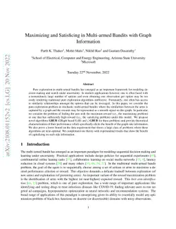 Maximizing and Satisficing in Multi-armed Bandits with Graph Information