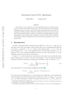 Variational Actor-Critic Algorithms