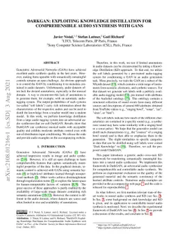 DarkGAN: Exploiting Knowledge Distillation for Comprehensible Audio
  Synthesis with GANs