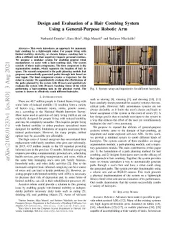 Design and Evaluation of a Hair Combing System Using a General-Purpose
  Robotic Arm
