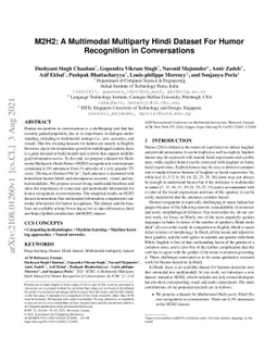 M2H2: A Multimodal Multiparty Hindi Dataset For Humor Recognition in
  Conversations