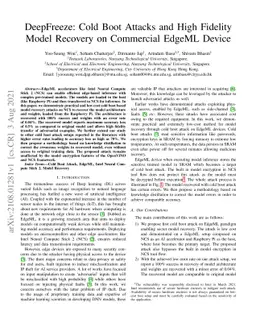 DeepFreeze: Cold Boot Attacks and High Fidelity Model Recovery on
  Commercial EdgeML Device