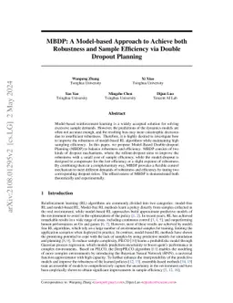 MBDP: A Model-based Approach to Achieve both Robustness and Sample
  Efficiency via Double Dropout Planning