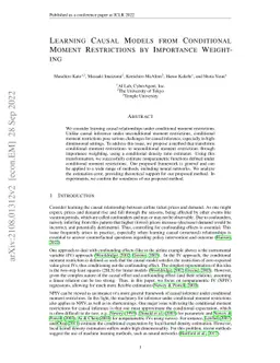 Learning Causal Models from Conditional Moment Restrictions by
  Importance Weighting