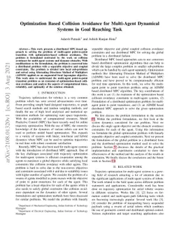 Optimization Based Collision Avoidance for Multi-Agent DynamicalSystems
  in Goal Reaching Task